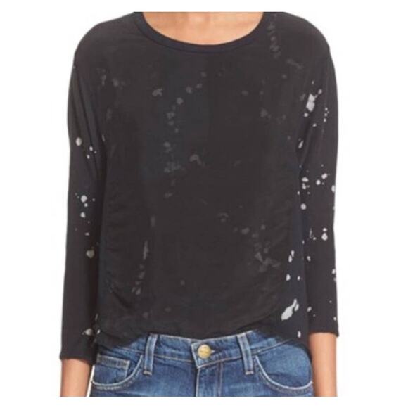 Current Elliott The Boxy Dolman Sleeve Tee in Black Ink Blot Women's Size 0 - Picture 1 of 11